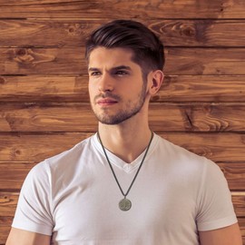 Coai Unisex Obsidian Tree of Life Pendant Necklace, Stainless Steel, black