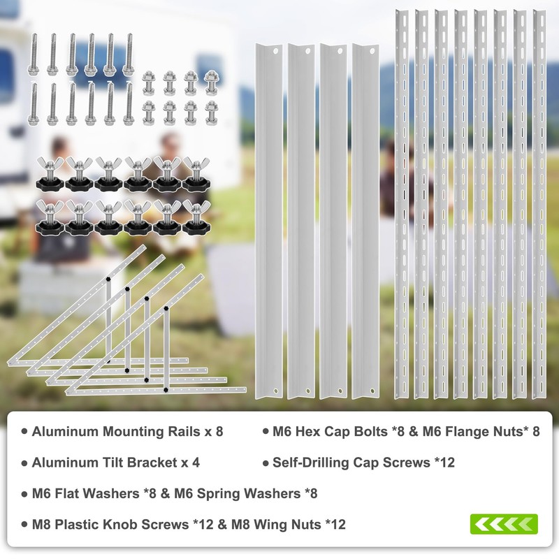 2 Sets (4 Pack) 45inch Adjustable Solar Panel Tilt Mount