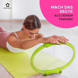 BINIBINI® Pilates Ring Set with Pilates Ball and Fitness Bands - 5-Piece Sports and Fitness Set for Home - Yoga Ball and 3 x Terra Bands Included