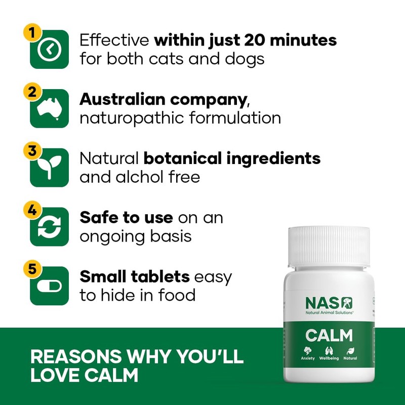 Natural Animal Solutions Calming Chewable Tablets for Dogs Anxiety Support.