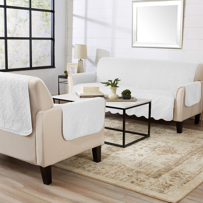 Great Bay Home Medallion Stitched Solid Furniture Protector Stain Resistant