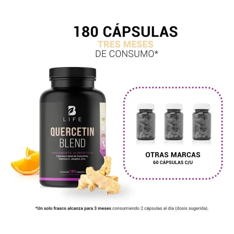 Quercetina D 180 Cáps Con Vitamina C Quercetin Blend B
