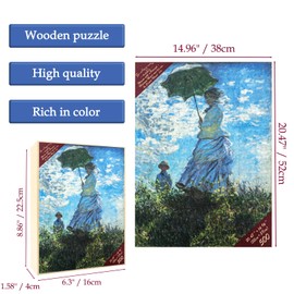 Bristlegrass Wooden Jigsaw Puzzles 500 Pieces for Adults, Woman with A Parasol - Madame Monet and Her Son-Pieces Fit Together Perfectly Gifts Art Collectibles Decorative Painting Puzzle (500 pcs)