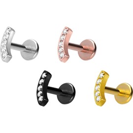 PIERCINGLINE Titanium Labret with Internal Thread Crystal Bow Piercing Lip Nose Ear Helix Choice of Colours and Sizes, Titanium