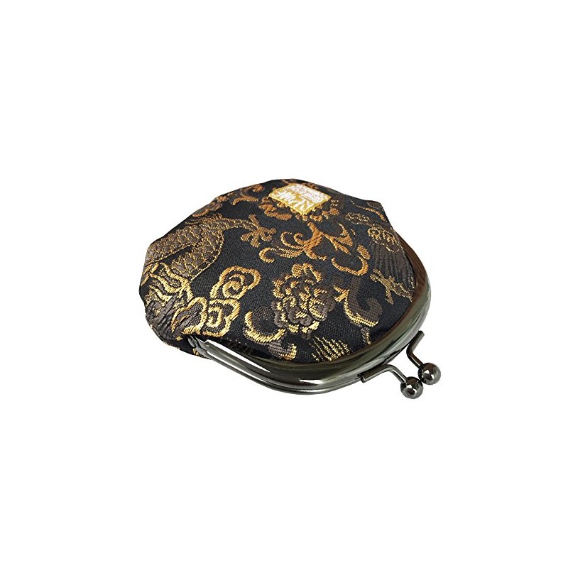 Senyoin Nishijin Woven Gold Brocade Coin Purse 2.5 Inch Round