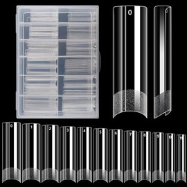 Flat No C Curve Clear Nail Tips for Acrylic Nails Professional, LIONVISON XXXL Extra Long Tapered Square Nail Tips, 12 Sizes Half Cover Straight Acryl
