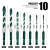 FEWELL Serrated Eccentric Masonry Drill Bit 10pcs, Four-Edge Serrated Concrete