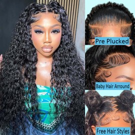 UWLK Deep Wave Lace Front Wigs Human Hair 200 Density 13x6 HD Lace Frontal Wigs Human Hair Pre Plucked with Baby Hair Deep Curly Wigs for Black Women 18 Inch