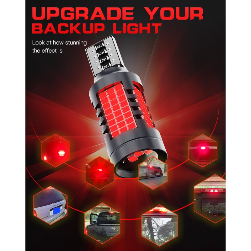 AULUXE 912 921 LED Red Color, 700% Brighter Than Halogen