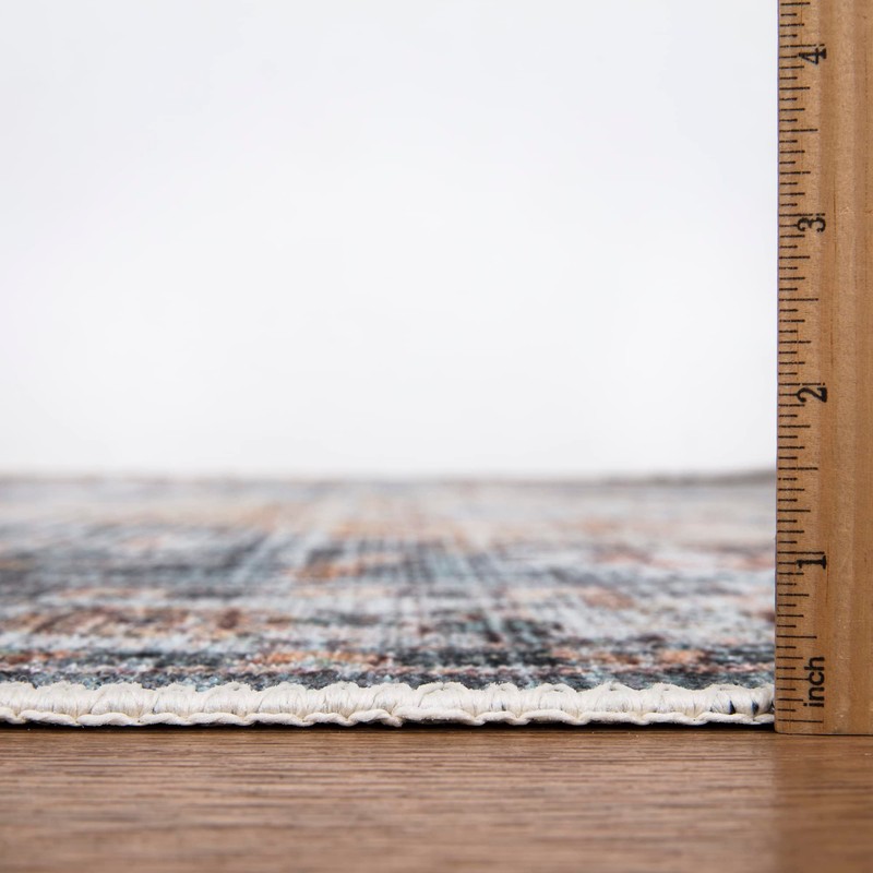 Bloom Rugs Washable Non-Slip 7 ft Runner - Teal/Peach Traditional