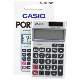 Casio SL-300SV, 8 Digit Pocket Calculator, Silver
