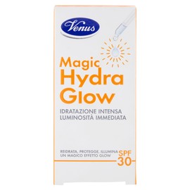 Venus Magic Hydra Glow SPF 30, aufhellendes Serum mit Hyaluronsäure mit 5 Molekulargewichten, bietet tiefe Feuchtigkeit und sofortige Helligkeit, geeignet für alle Hauttypen, Flasche 30 ml