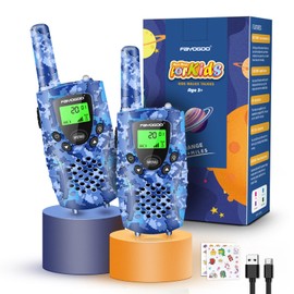 FAYOGOO 2 Pack Walkie Talkies for Kids Long Range 4 Miles,Rechargeable Kids Walkie Talkies with Flashlight, Christmas Birthday Toys Gifts Ideas Present for 3-12 Year Old Boys Girls(Blue)