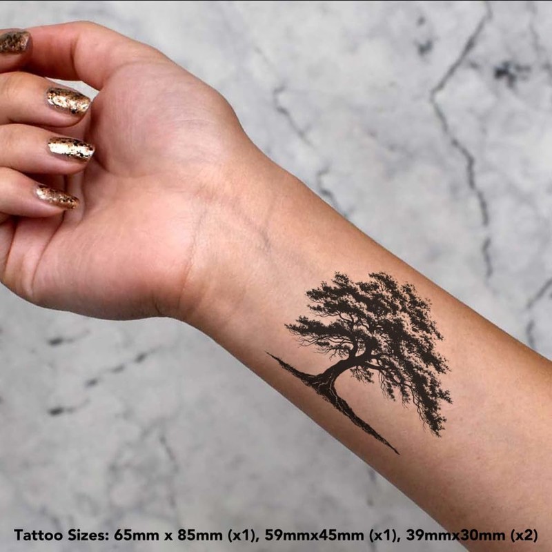 4 x 'Old Tree' Temporary Tattoos - Water Resistant, Skin-Safe,
