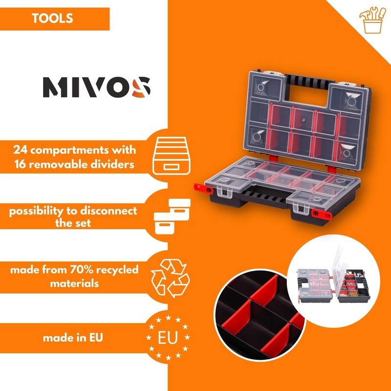 Mivos Double-sided assortment box 287x186x100mm - 2-sided sorting box with