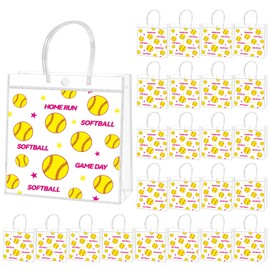 Kidum 26 Pcs Softball Goodie Bags Clear Softball Treat Bags Sport Theme Party Favor Bags for Team Snack Birthday