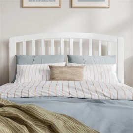 Pemberly Row Full Wood Headboard with USB Charging Station in White