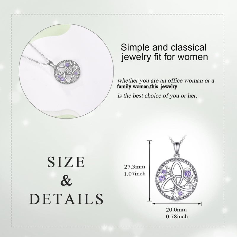 CRMAD Celtic Necklace for Women Trinity Knot Scottish Thistle Pendant