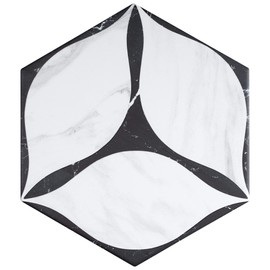 Nero Marquina Marble Look Black 7.7" x 8.9" Hexagon Porcelain Patterned Wall & Floor Tile (1 Box (9.05 sqt))