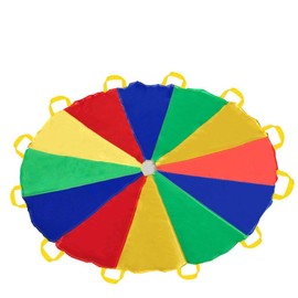 Sonyabecca Kids Play Parachute, Play Parachute 16ft with 12 Handles for Kids Cooperation Group Play
