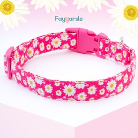 Faygarsle Cotton Dog Collar Cute Dog Collars for Small Medium Large Dogs Hot Pink Floral Colored Options Soft and Fancy Pet Collars for Girls Flower Pattern for Girl Dog Collar XS