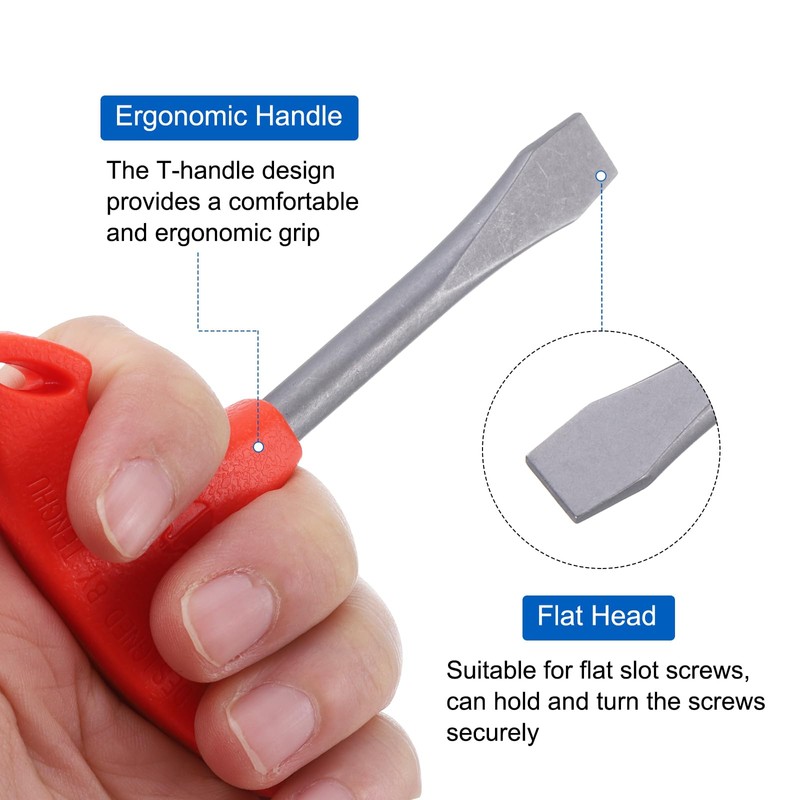 Sourcing Map T Handle 10mm Flat Head Screwdriver with Red