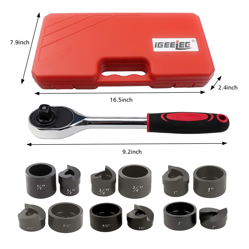 iGeelee Ratchet Knockout Hole Punch Driver Kits 1/2 to 2