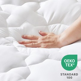 CozyLux Short Queen Mattress Pad for RV Camper Cotton Cooling Deep Pocket up to 21" Mattress Cover Non Slip Breathable and Soft Fitted Mattress Topper Thick Pillowtop Pad 450GSM (60x75) Inches White