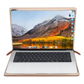 MOSISO Compatible with MacBook Pro 14 inch Case 2024 2023 2022 2021 M4 A3112 A3185 A3401 M3 A2918 A2992 M2 A2779 M1 A2442, PU Leather Laptop Sleeve Vintage Zippered Protective Case Cover, Brown