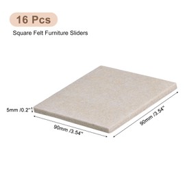 uxcell Furniture Pads, 16Pcs 3.5'' - Square Self Adhesive Felt Furniture Pads, Floor Protectors for Furniture Feet Chairs Legs Hardwood Floors (Beige)