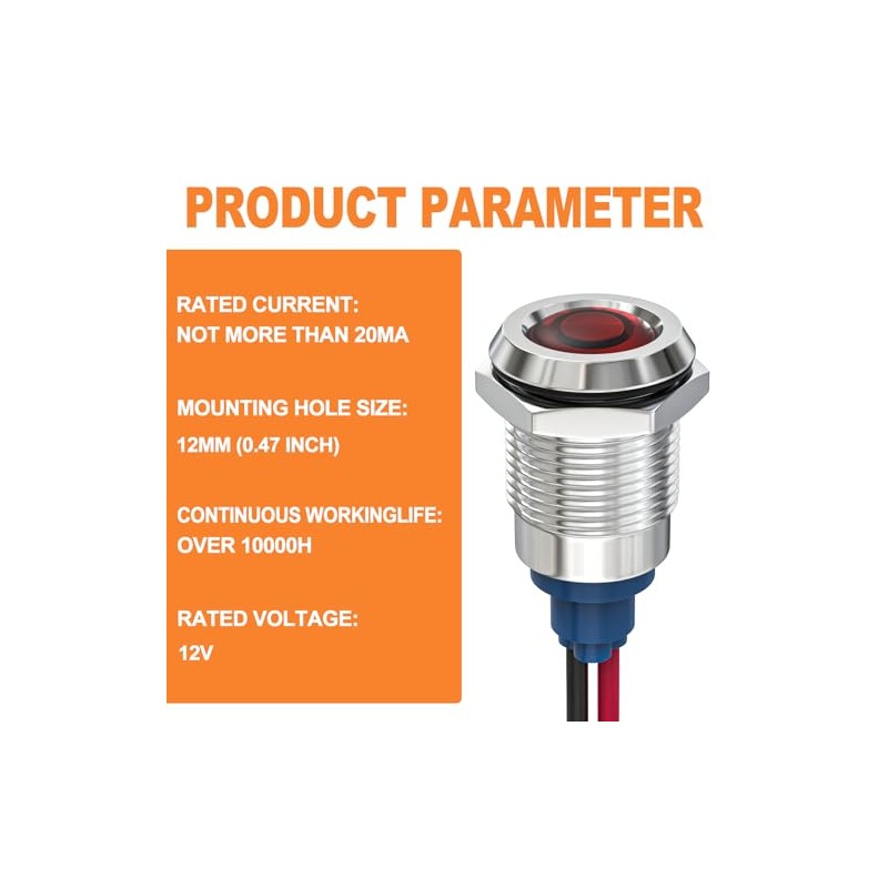 GASHER 5 PCS Energy Saving Indicator Light, LED Light 12V/24V/110V