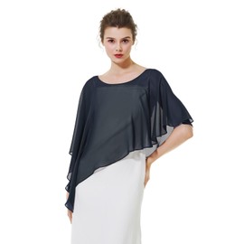 BEAUTELICATE Women's Chiffon Scarf Stole Elegant Cape Cape for Bride Summer Wedding Festive Evening Dress Midnight Blue, One Size