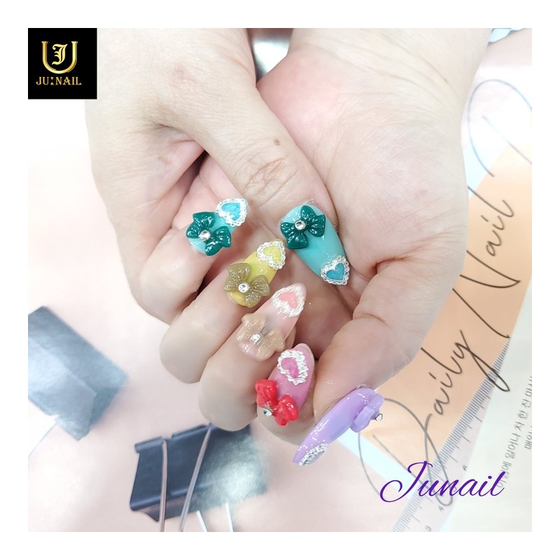 ❤Luminous heart handmade nail tips - Long stiletto / ❤야광하트