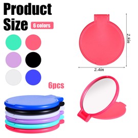 Compact Mirrors Bulk, 6 Pcs Mini Round Folding Mirrors, Portable Pocket Mirror, 2.4 Inches Makeup Mirror, Small Portable Travel Makeup Looking Glass for Purse Women Girls Daily Use