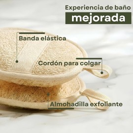 Triko Set 2 Piezas Estropajo para Cuerpo de Lufa Natural Egipcia, Zacate para Cuerpo Exfoliante de Doble Textura, Esponja de Baño con Correa Elástica para Hombre y Mujer, Biodegradable y Ergonómico