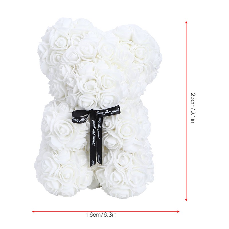 Unique Cute Bear Shape Simulation Artificial Rose Flower with Bowknot