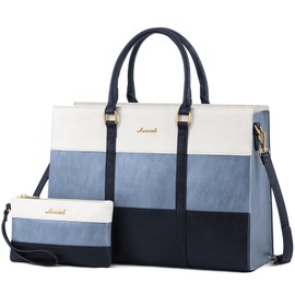 LOVEVOOK Laptop Bag for Women, 15.6 Inch Laptop Tote Bag, Vintage Leather Work Bags for Women, Waterproof Computer bag with Clutch Purse, Large Capacity Briefcase, Business Office Bag