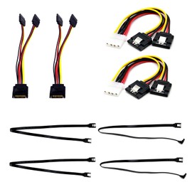 8 Pcs SATA Cables Kit, Comprehensive SATA III Data Power Cables for HDD SSD Right Angle Straight, Sata Power Splitter Male to Female Cable Mounting Kit Durable Compatible for All SATA Device Needs