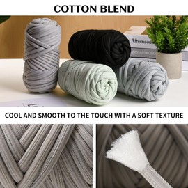 2 Pack Chunky Yarn for Hand Knitting - 500g (65.6yd) Fluffy Big Twist Yarn, Soft Tubular Yarn for Bags, Baskets, Pillows, Pet Nests, DIY Crafts (Pink + Beige)…