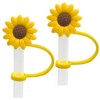 2Pcs Yellow Sunflower Straw Plug,Reusable Splash Proof Plugs Kitchen Tool