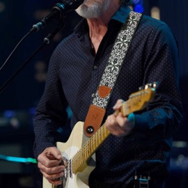 Nefelibata Guitar Strap,Double leather ends,Vintage Woven W/FREE BONUS-4 Picks+Strap Locks+Strap Button,Best Gift For Bass,Electric&Acoustic Guitars for Guitar(Vintage white green embroidery)