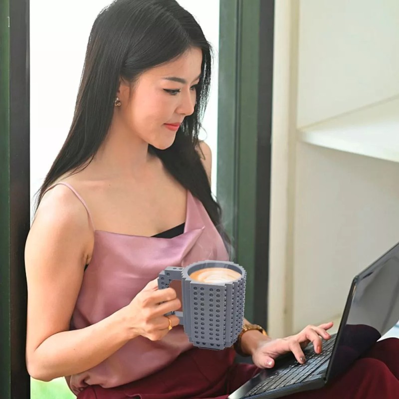 MUG Taza Cafe Bloques Construccion Creativo Figuras Vaso Mug