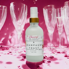 Champagne Toast Room and Linen Spray Made In USA Clean Ingredients Essential Oils Long Lasting Scent AIr Freshener Glass Bottle Citrus Vanilla