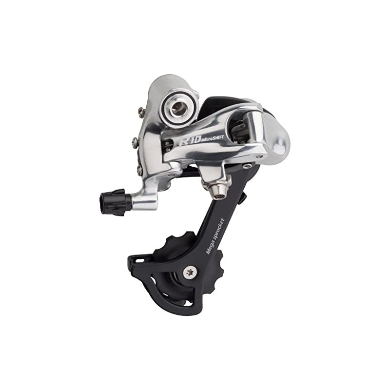 Microshift R10 Rear Derailleur - 10 Speed, Medium Cage, Black/Silver