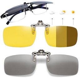 DONGZQAN Sunglasses Attachment Glasses, Sunglasses for Glasses Wearers, Glasses Clip, Sunglasses Attachment for Glasses Wearers, 4 Colours, Suitable for Men and Women, Grey, Yellow