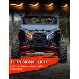 Chelhead Can Am X3 LED Signature Lights with Amber Turning Lights, Waterproof Front Accent Fang Lights Assembly for Can-Am Maverick X3, Maverick Sport, Maverick Trail