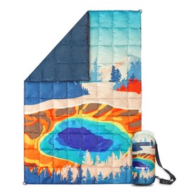 4Monster Outdoor Down Blankets Camping Blanket 650 Fill Travel Down Quilt Compact Waterproof for Picnics, Beach Trips, Camping and Backpacking (National Park C, 54 * 80")