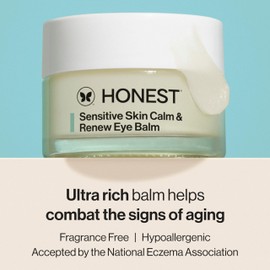 Honest Beauty Sensitive Skin Calm + Renew Eye Balm | Moisturizing + Firming | Hypoallergenic, Fragrance Free, Vegan | 0.5 oz