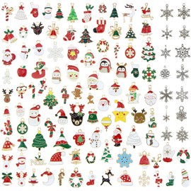 DKDDSSS 114 PCS Christmas Charms, Christmas Pendant, Charm DIY Making Charms, Pendants for Craft Supplies, for Christmas Tree Decoration, DIY Crafts Necklace Bracelet Earring