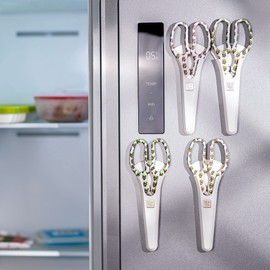 Linoroso Heavy Duty Kitchen Scissor Ultra Sharp Utility Scissors with Cover, Cooking Cutting Stainless Steel Food Shears for Meat Poultry Fish Chicken Pizza Vegetables Herbs BBQ Nuts - Cow Graphic